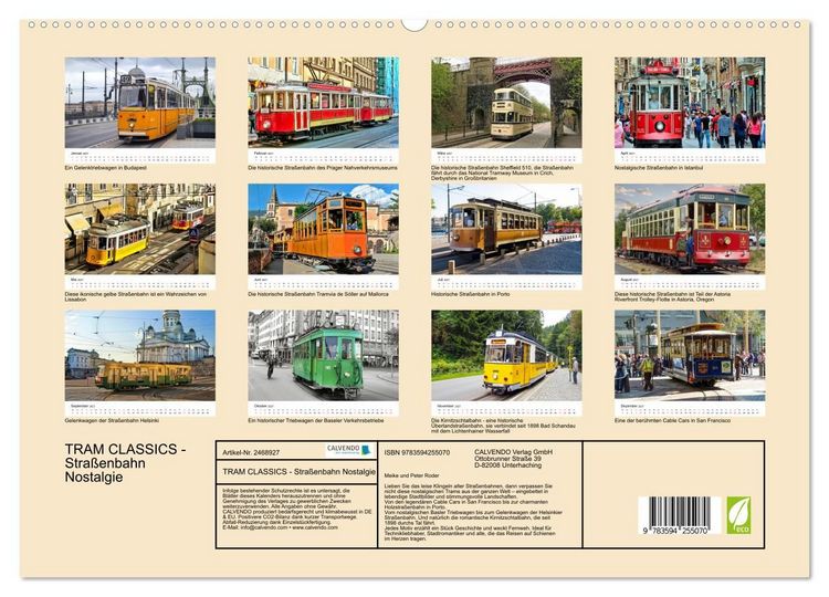Produktbild: TRAM CLASSICS - Stra&szlig;enbahn Nostalgie (hochwertiger Premium Wandkalender 2027 DIN A2 quer), Kunstdruck in Hochglanz