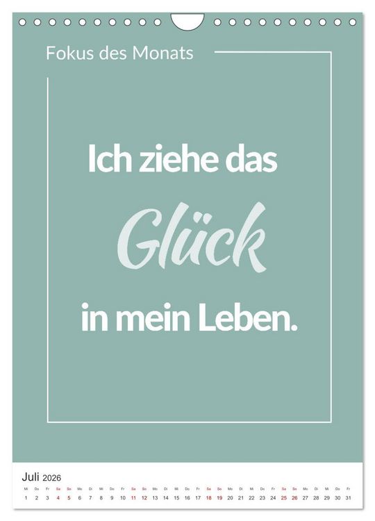 Produktbild: Achtsamkeitskalender: Mehr Achtsamkeit im Alltag mit dem Fokus des Monats (Wandkalender 2026 DIN A4 hoch), CALVENDO Monatskalender