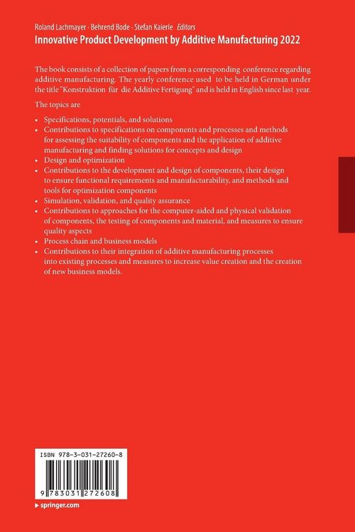 Produktbild: Innovative Product Development by Additive Manufacturing 2022