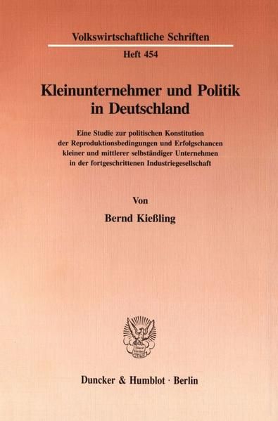 Produktbild: Kleinunternehmer und Politik in Deutschland.