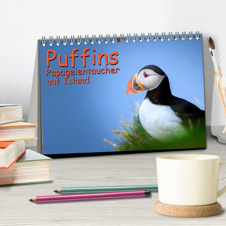 Produktbild: Puffins - Papageientaucher auf Island (Tischkalender 2026 DIN A5 quer), CALVENDO Monatskalender