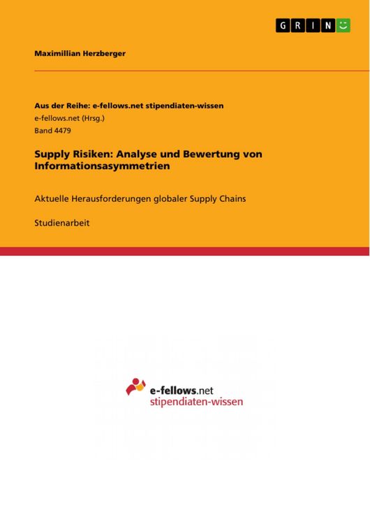 Produktbild: Supply Risiken: Analyse und Bewertung von Informationsasymmetrien