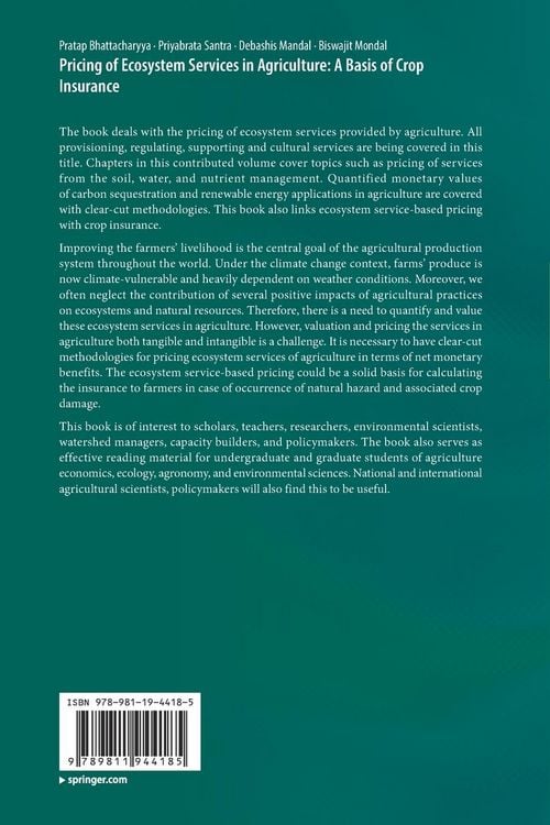 Produktbild: Pricing of Ecosystem Services in Agriculture: A Basis of Crop Insurance