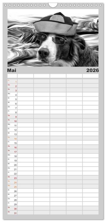 Produktbild: Familienplaner 2026 - H&uuml;tehunde mit 5 Spalten (Wandkalender, 21 x 45 cm) CALVENDO
