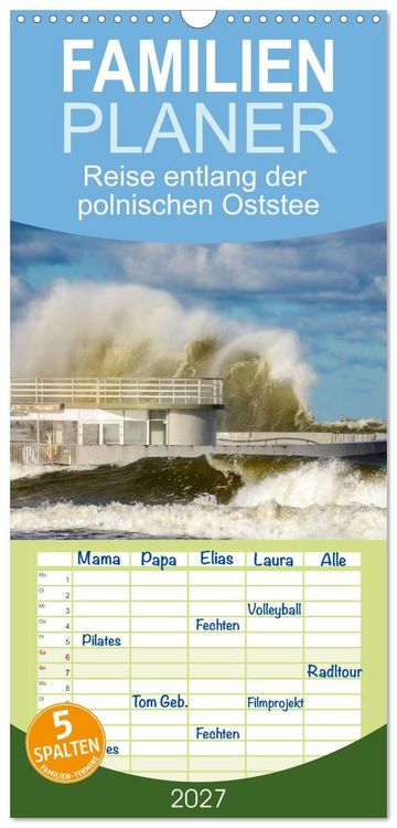Produktbild: Familienplaner 2027 - Reise entlang der polnischen Oststee mit 5 Spalten (Wandkalender, 21 x 45 cm) CALVENDO