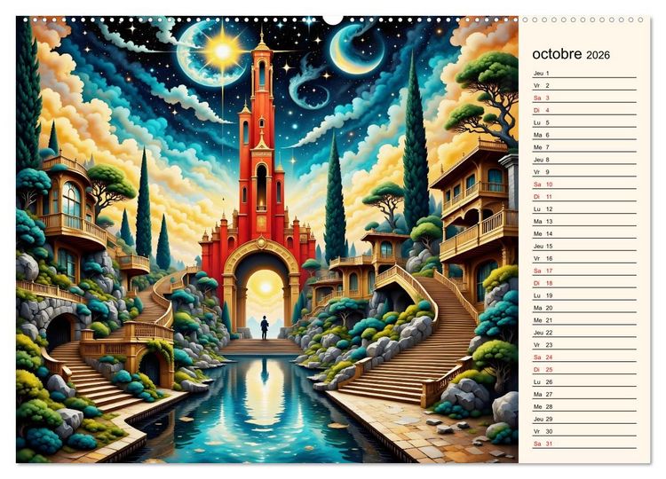 Produktbild: Sentiers magiques (Calendrier mural 2026 DIN A2 vertical) calendrier de bureau