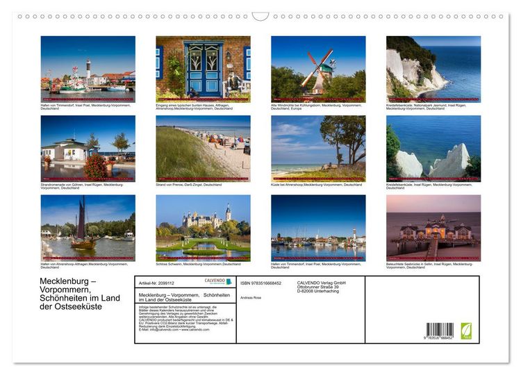 Produktbild: Mecklenburg &ndash; Vorpommern, Sch&ouml;nheiten im Land der Ostseek&uuml;ste (Wandkalender 2026 DIN A2 quer), CALVENDO Monatskalender