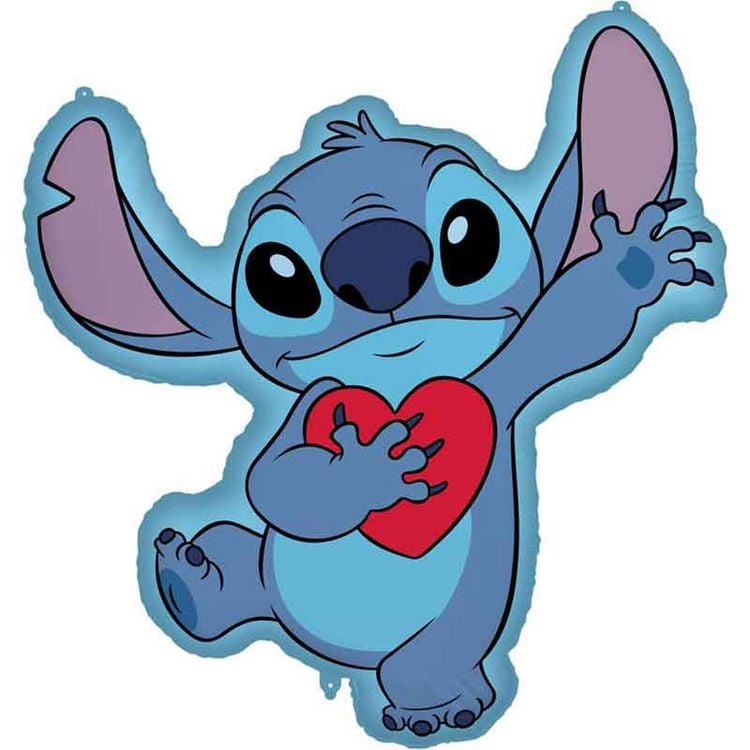 Produktbild: Folienballon Disney Stitch mit Herz blau 75x86cm