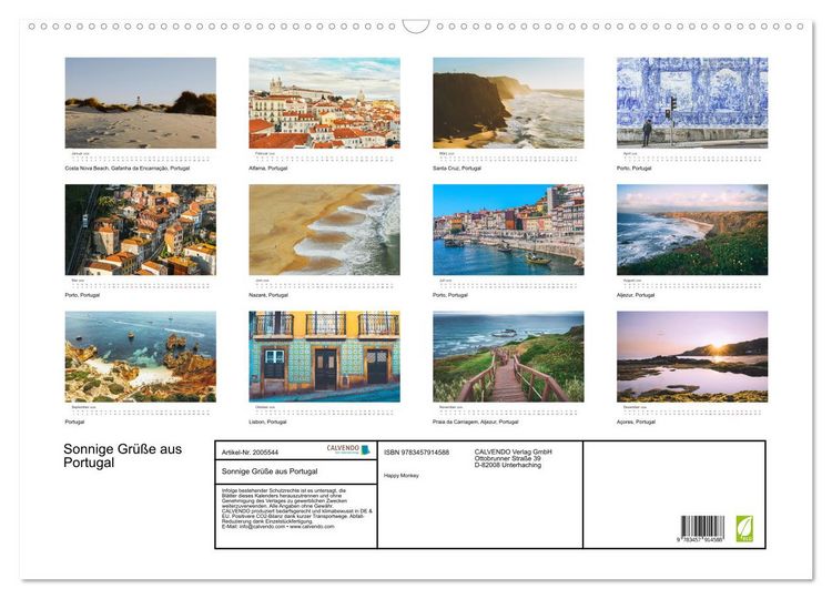 Produktbild: Sonnige Gr&uuml;&szlig;e aus Portugal (Wandkalender 2026 DIN A2 quer), CALVENDO Monatskalender