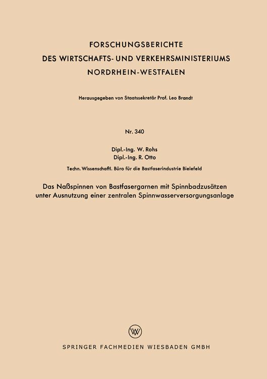 Produktbild: Das Na&szlig;spinnen von Bastfasergarnen mit Spinnbadzus&auml;tzen unter Ausnutzung einer zentralen Spinnwasserversorgungsanlage