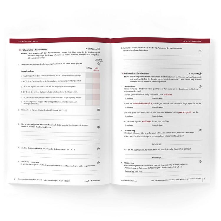 Produktbild: Sicher zum Realschulabschluss Deutsch Baden-W&uuml;rttemberg 2026 &ndash; inkl. L&ouml;sungen und Download