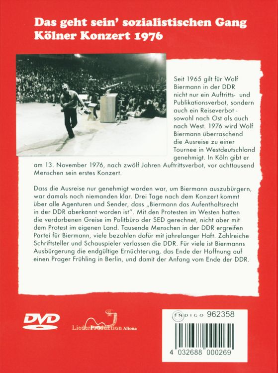 Produktbild: Wolf Biermann - Das K&ouml;lner Konzert 13. November 1976 [2 DVDs]