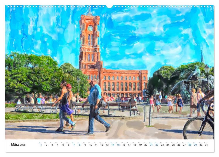 Produktbild: Berlin - Stadtansichten im Aquarell-Design (hochwertiger Premium Wandkalender 2026 DIN A2 quer), Kunstdruck in Hochglanz