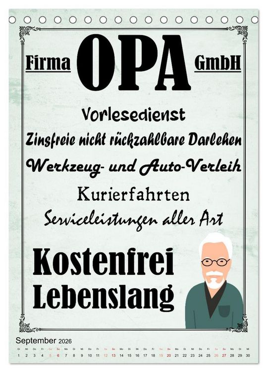 Produktbild: Opa ist der Coolste (Tischkalender 2026 DIN A5 hoch), CALVENDO Monatskalender