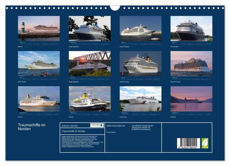 Produktbild: Traumschiffe im Norden (Wandkalender 2026 DIN A3 quer), CALVENDO Monatskalender