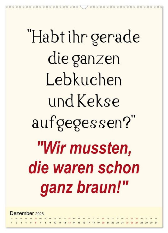 Produktbild: Spr&uuml;che-Kalender. Lustiges f&uuml;r die Familie! (Wandkalender 2026 DIN A2 hoch), CALVENDO Monatskalender