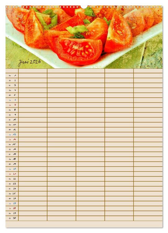 Produktbild: Italienische K&uuml;che mit Familienplaner (Wandkalender 2026 DIN A2 hoch), CALVENDO Monatskalender
