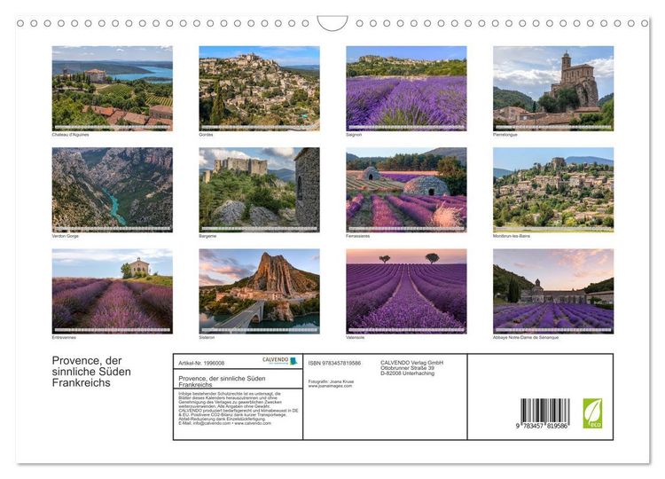 Produktbild: Provence, der sinnliche S&uuml;den Frankreichs (Wandkalender 2026 DIN A3 quer), CALVENDO Monatskalender