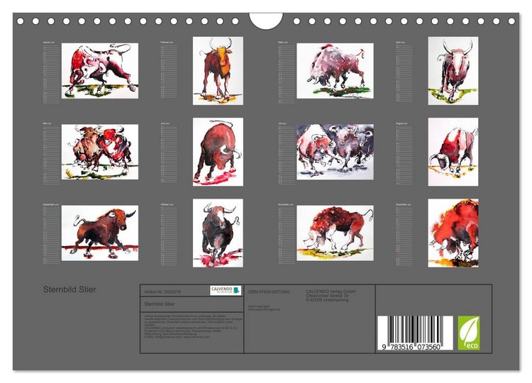 Produktbild: Sternbild Stier (Wandkalender 2026 DIN A4 quer), CALVENDO Monatskalender