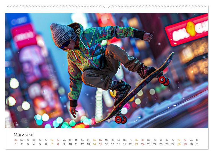 Produktbild: Skateboarding - tolle Momente (Wandkalender 2026 DIN A2 quer), CALVENDO Monatskalender