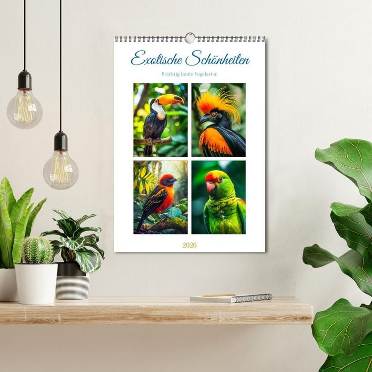 Produktbild: Exotische Sch&ouml;nheiten - pr&auml;chtig bunte V&ouml;gel (Wandkalender 2026 DIN A3 hoch), CALVENDO Monatskalender