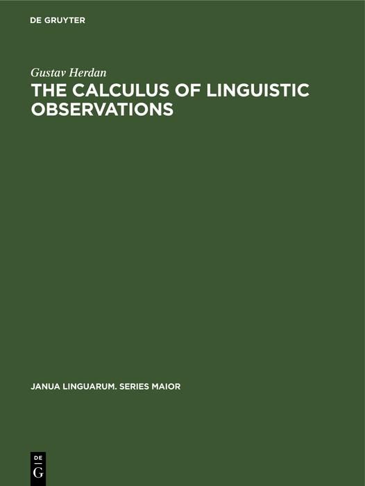 Produktbild: The Calculus of Linguistic Observations