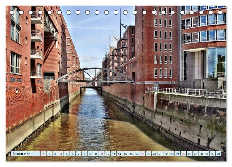 Produktbild: Hamburg - Ein Tag in der Speicherstadt (Tischkalender 2026 DIN A5 quer), CALVENDO Monatskalender