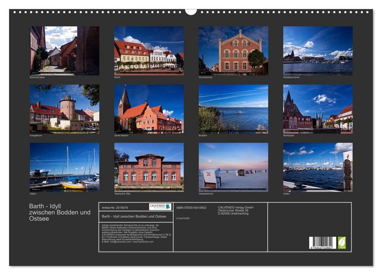 Produktbild: Barth - Idyll zwischen Bodden und Ostsee (Wandkalender 2026 DIN A2 quer), CALVENDO Monatskalender