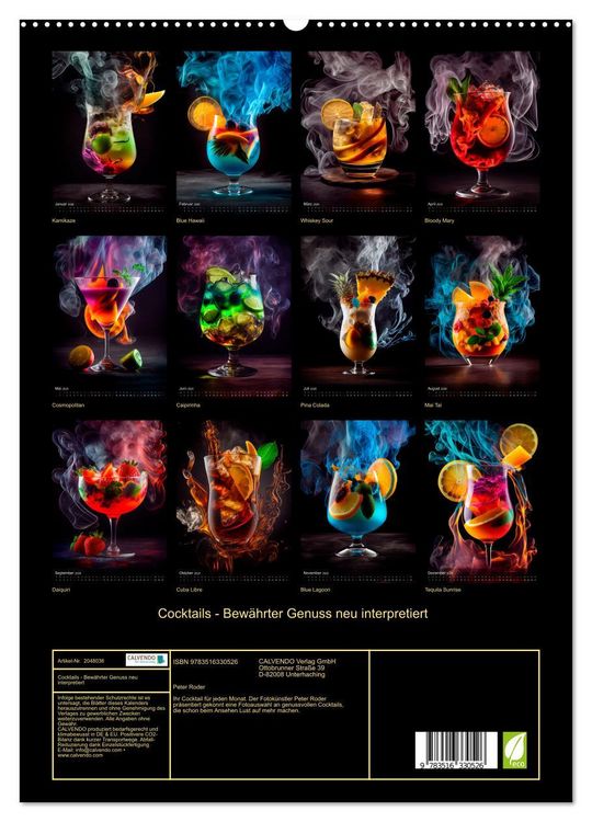 Produktbild: Cocktails - Bew&auml;hrter Genuss neu interpretiert (hochwertiger Premium Wandkalender 2026 DIN A2 hoch), Kunstdruck in Hochglanz