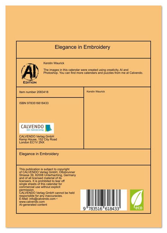 Produktbild: Elegance in Embroidery (Desk Calendar 2026 DIN A5 portrait), CALVENDO 12 Month DeskCalendar
