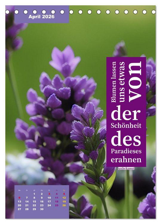 Produktbild: Verr&uuml;ckt nach BLUMEN Artwork - Farben - Zitate (Tischkalender 2026 DIN A5 hoch), CALVENDO Monatskalender