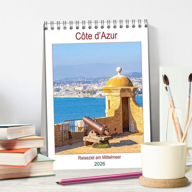 Produktbild: C&ocirc;te d&rsquo;Azur - Reiseziel am Mittelmeer (Tischkalender 2026 DIN A5 hoch), CALVENDO Monatskalender