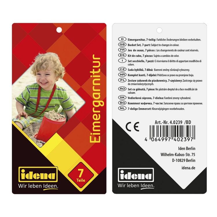 Produktbild: Idena Eimergarnitur rot blau gr&uuml;n 7 Teile 3fach sortiert