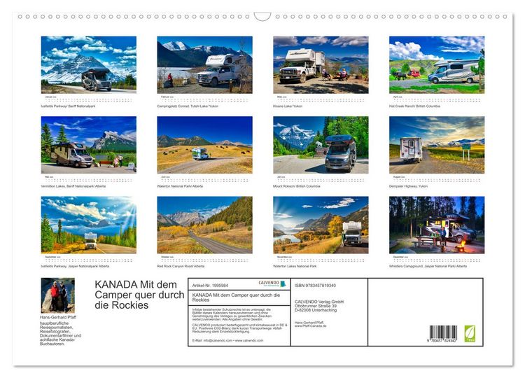 Produktbild: KANADA Mit dem Camper quer durch die Rockies (Wandkalender 2026 DIN A2 quer), CALVENDO Monatskalender
