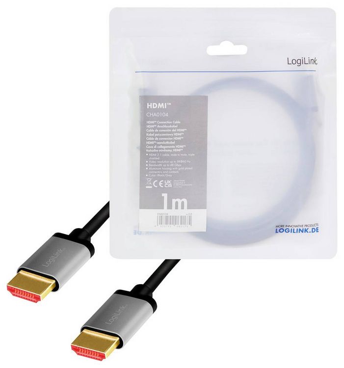 Produktbild: LogiLink HDMI AV Anschlusskabel [1x HDMI-Stecker - 1x HDMI-Stecker] 1m Schwarz-Grau