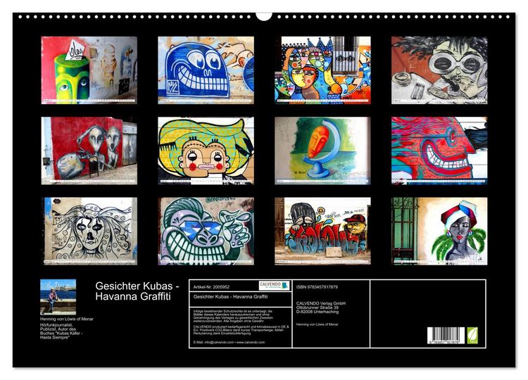 Produktbild: Gesichter Kubas - Havanna Graffiti (Wandkalender 2026 DIN A2 quer), CALVENDO Monatskalender