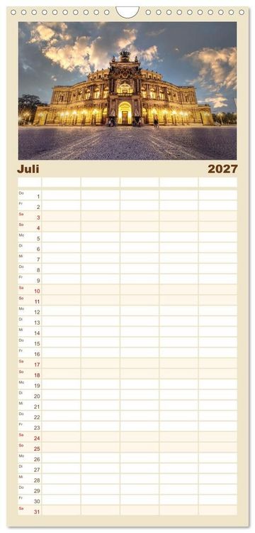 Produktbild: Familienplaner 2027 - Dresden und Elbsandsteingebirge mit 5 Spalten (Wandkalender, 21 x 45 cm) CALVENDO