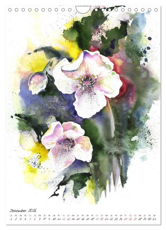 Produktbild: Bl&uuml;tenaquarelle (Wandkalender 2026 DIN A4 hoch), CALVENDO Monatskalender