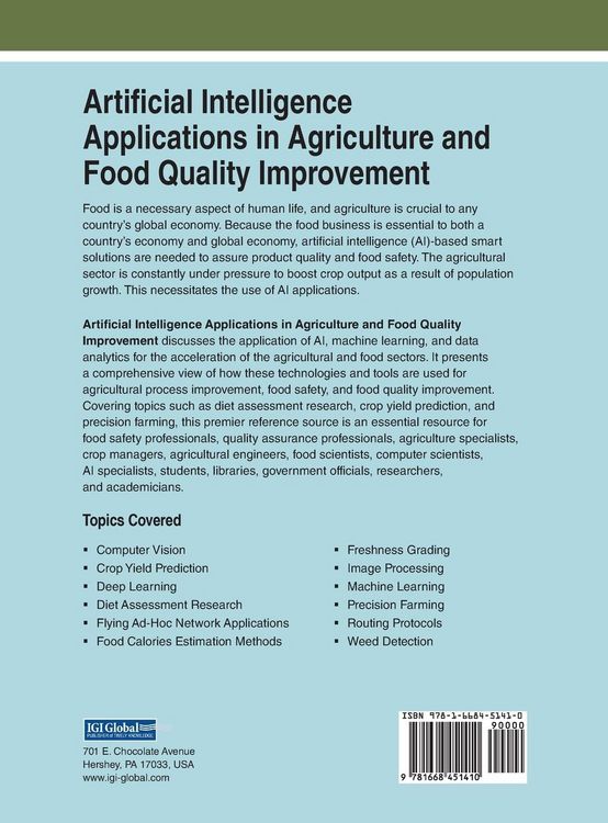 Produktbild: Artificial Intelligence Applications in Agriculture and Food Quality Improvement