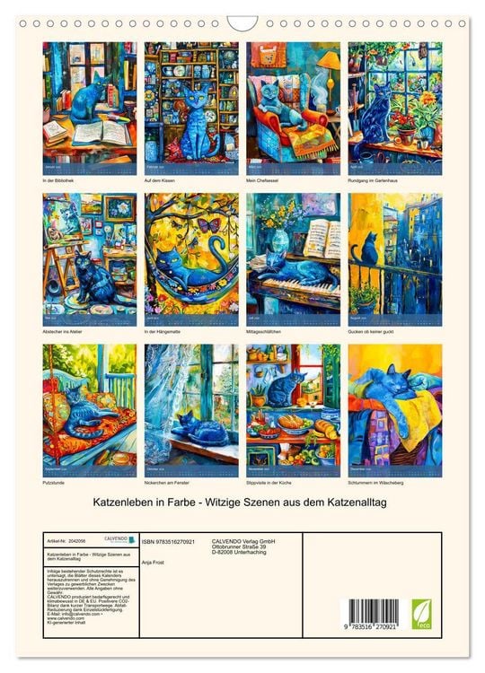 Produktbild: Katzenleben in Farbe - Witzige Szenen aus dem Katzenalltag (Wandkalender 2026 DIN A3 hoch), CALVENDO Monatskalender