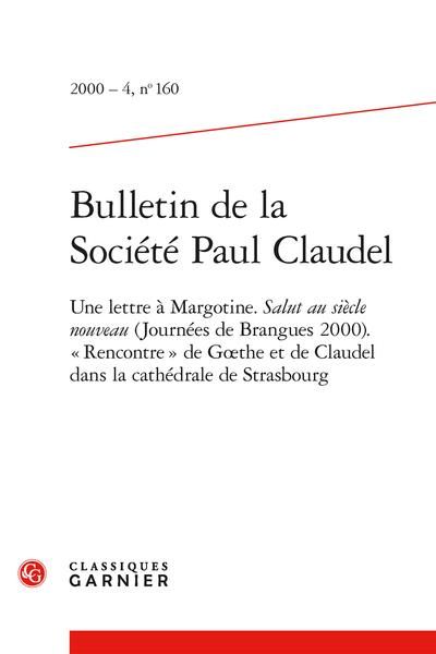 Produktbild: Bulletin de la Societe Paul Claudel; une Lettre a Margotine; Salut