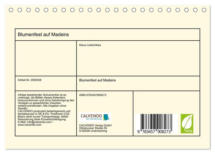 Produktbild: Blumenfest auf Madeira (Tischkalender 2026 DIN A5 quer), CALVENDO Monatskalender