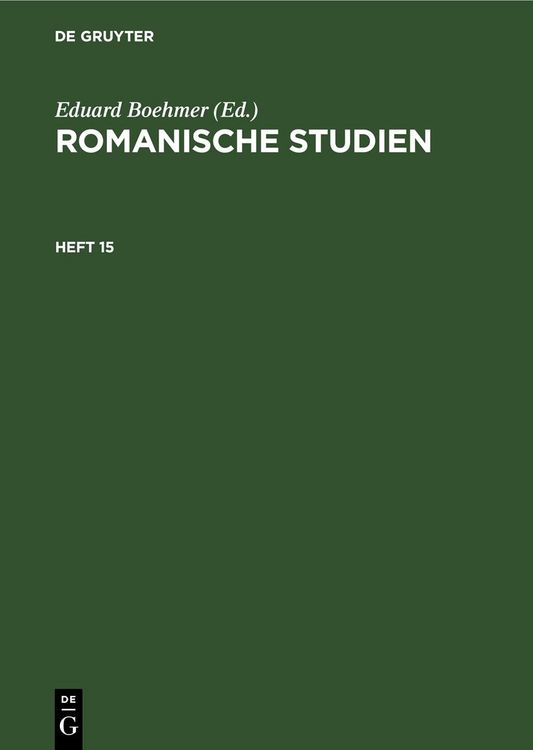 Produktbild: Romanische Studien. Heft 15