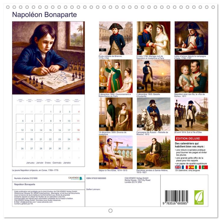 Produktbild: Napol&eacute;on Bonaparte (Calendrier mural carr&eacute; 2026 30x30 cm) Calendrier double avec une page pour vos prises de notes
