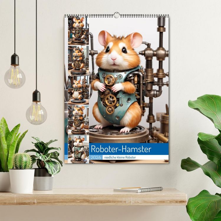 Produktbild: Roboter-Hamster - niedliche kleine Roboter (Wandkalender 2026 DIN A2 hoch), CALVENDO Monatskalender