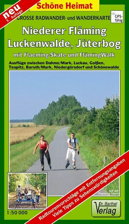 Produktbild: Große Radwander- und Wanderkarte Niederer Fläming, Luckenwalde, Jüterbog, mit Flaeming-Skate® und FlämingWalk® 1 : 50 000