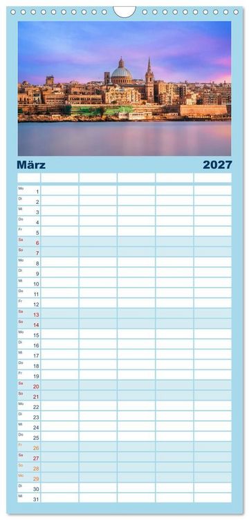 Produktbild: Familienplaner 2027 - Wundervolles Malta mit 5 Spalten (Wandkalender, 21 x 45 cm) CALVENDO