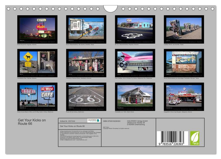 Produktbild: Get Your Kicks on Route 66 (Wandkalender 2026 DIN A4 quer), CALVENDO Monatskalender