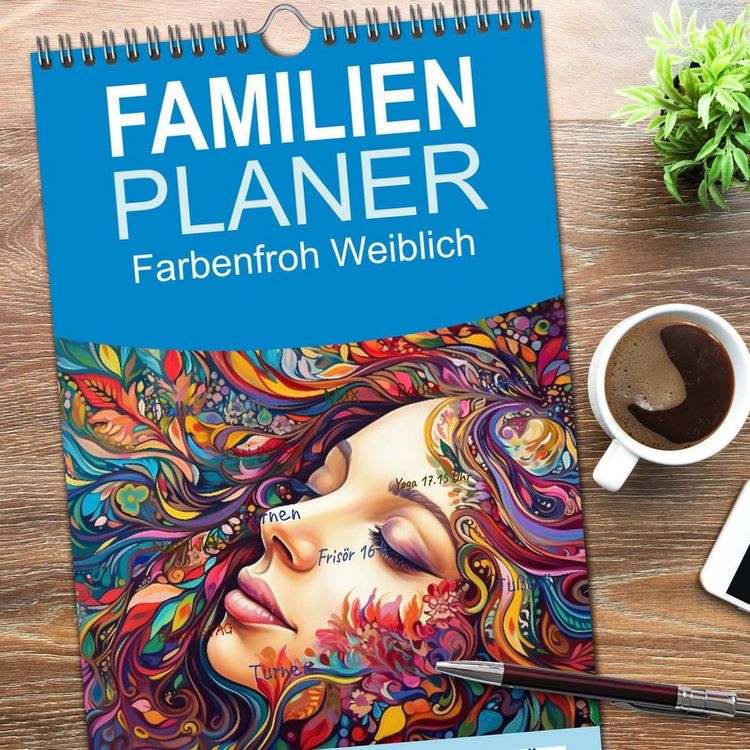 Produktbild: Familienplaner 2026 - Farbenfroh Weiblich mit 5 Spalten (Wandkalender, 21 x 45 cm) CALVENDO