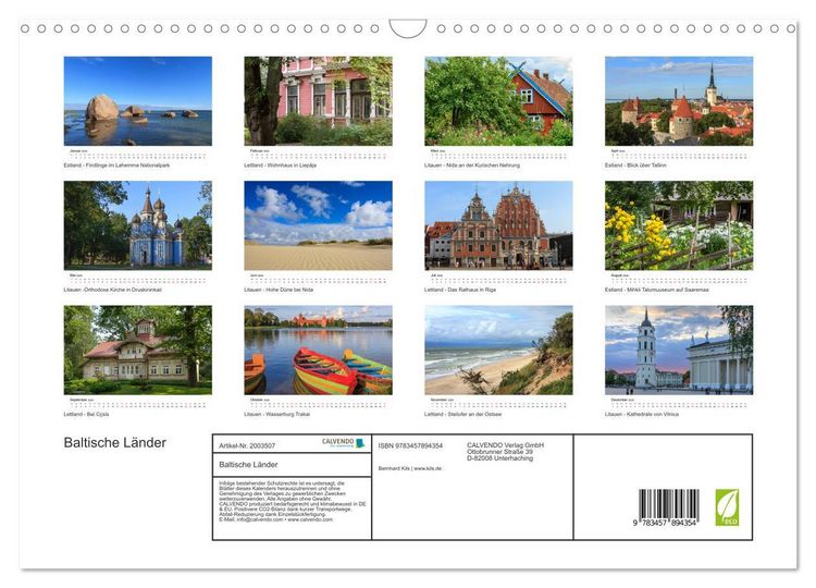 Produktbild: Baltische L&auml;nder (Wandkalender 2026 DIN A3 quer), CALVENDO Monatskalender